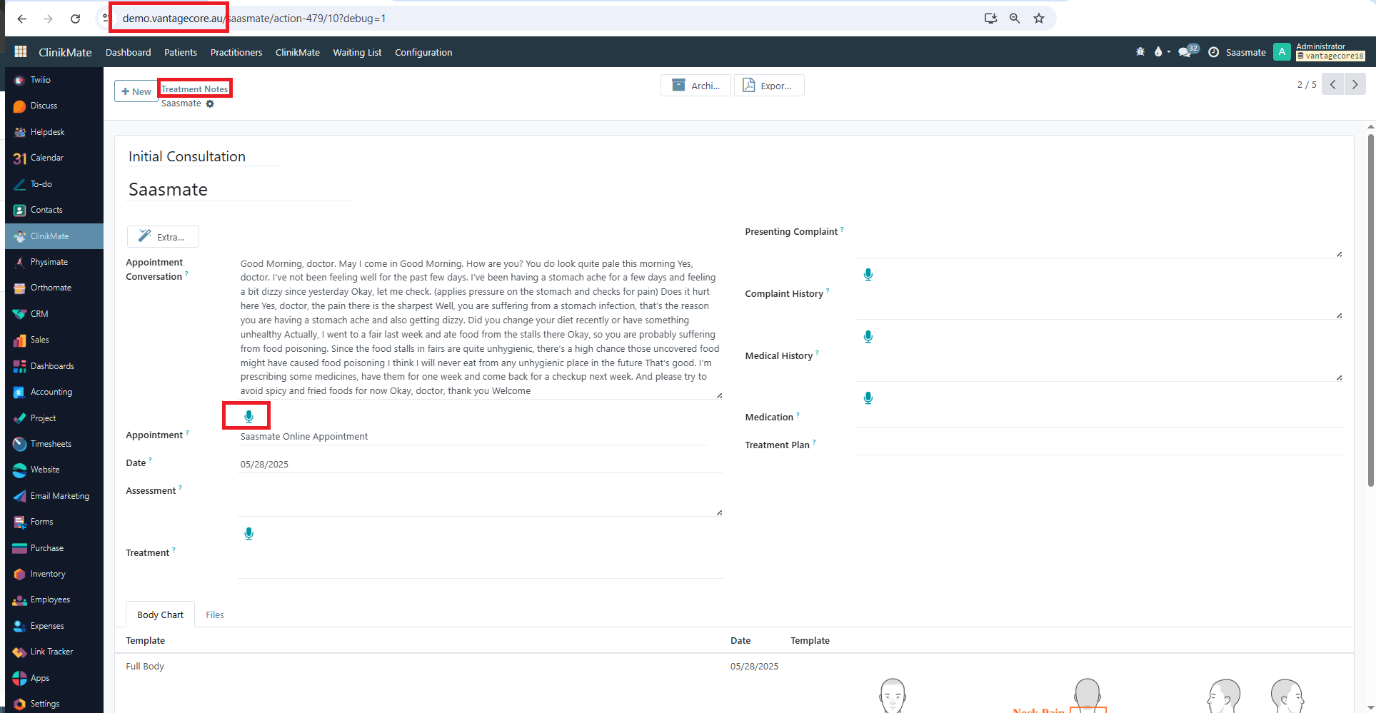 Start Recording Treatment Notes