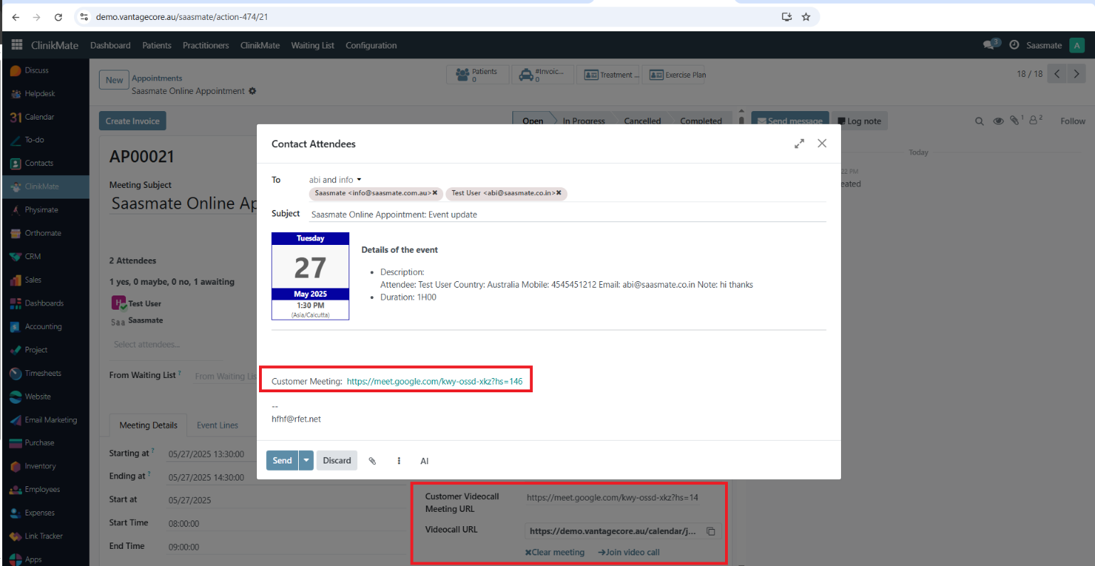 Customer URL in Email