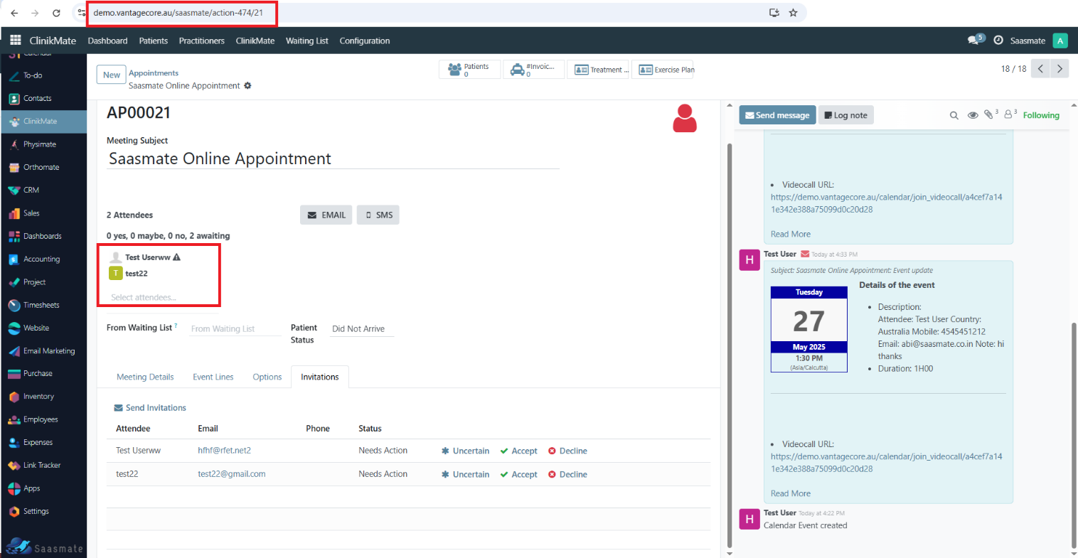 Email Sent to Attendees